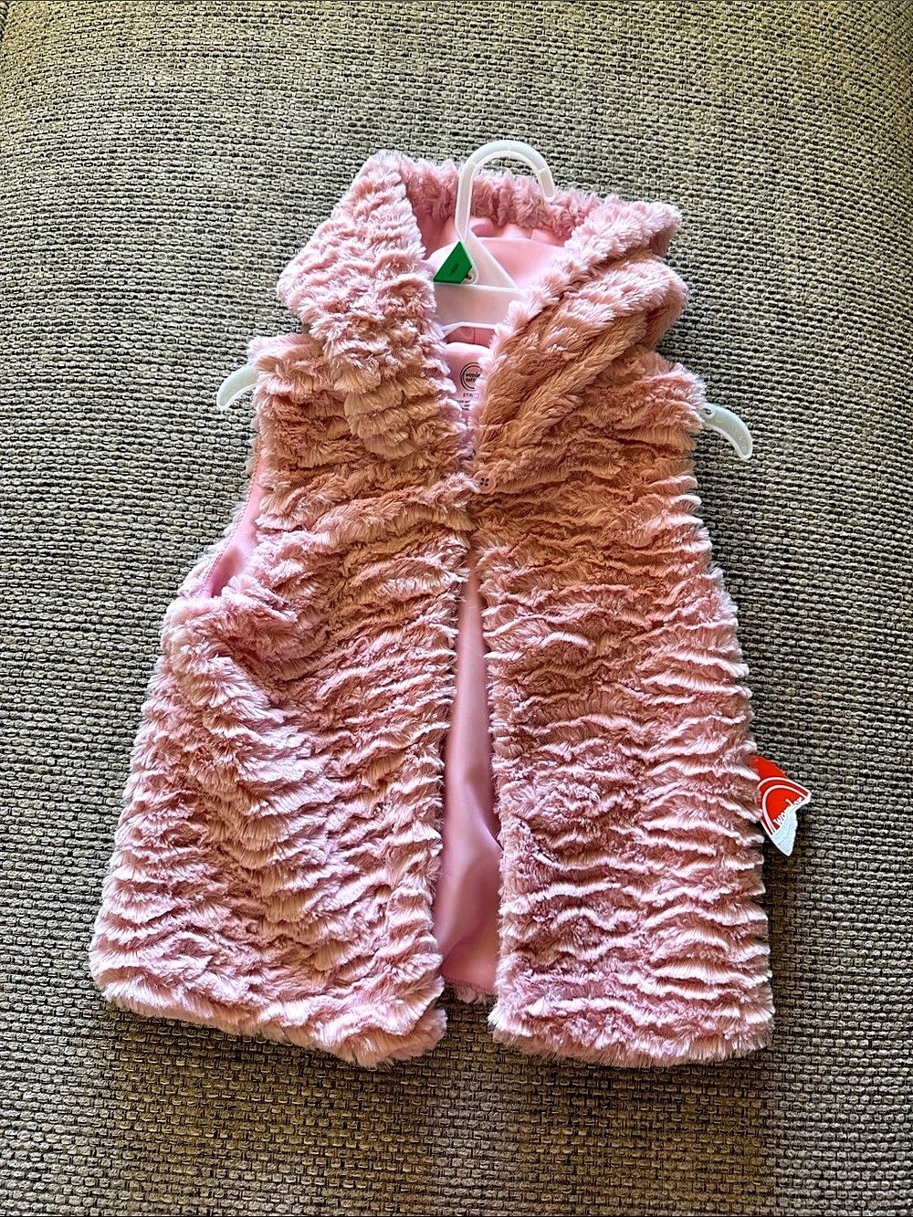 Wonder Nation Faux Fur Hooded Vest Pink Girls 5T
